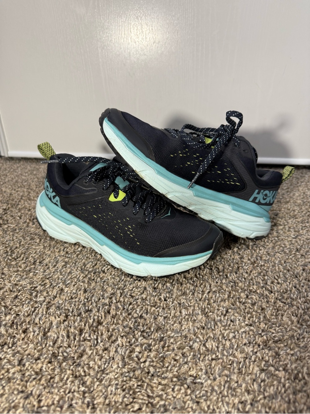 Hoka one one challanger 6 Black and Teal Trail Running Shoes